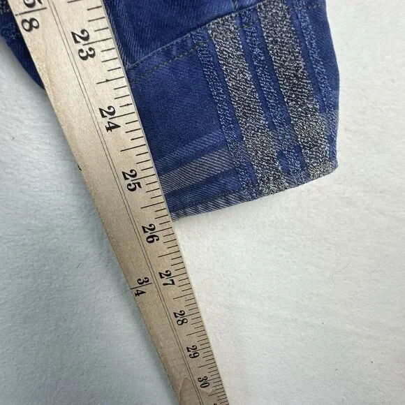 32 Bar Blues Shirt Mens Large Blue Plaid Textured Long Sleeve Button Down Shirt - Picture 4 of 13